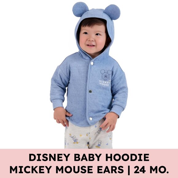 Disney Baby Mickey Mouse Hooded Jacket Blue Cozycore 24M Chenille Embroidery - Picture 1 of 8